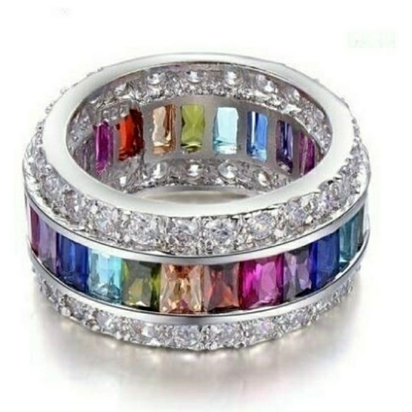925 Sterling Silver Multicolor Gorgeous Band - Picture 3 of 4